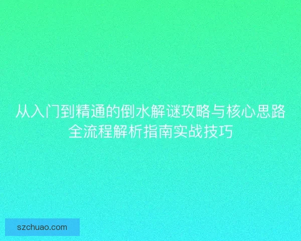 从入门到精通的倒水解谜攻略与核心思路全流程解析指南实战技巧