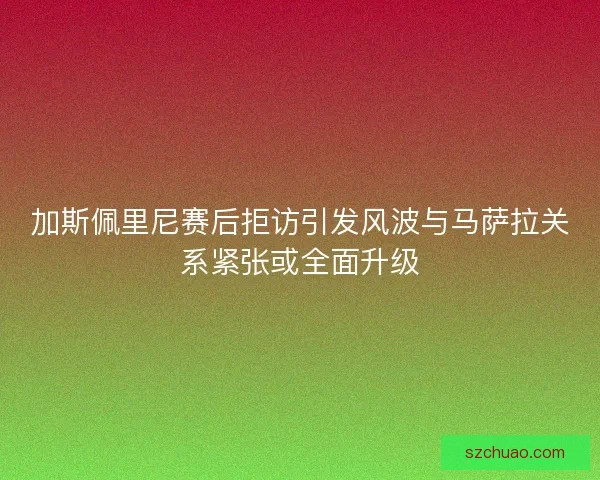加斯佩里尼赛后拒访引发风波与马萨拉关系紧张或全面升级