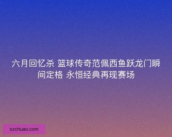 六月回忆杀 篮球传奇范佩西鱼跃龙门瞬间定格 永恒经典再现赛场