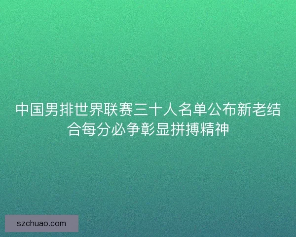 中国男排世界联赛三十人名单公布新老结合每分必争彰显拼搏精神
